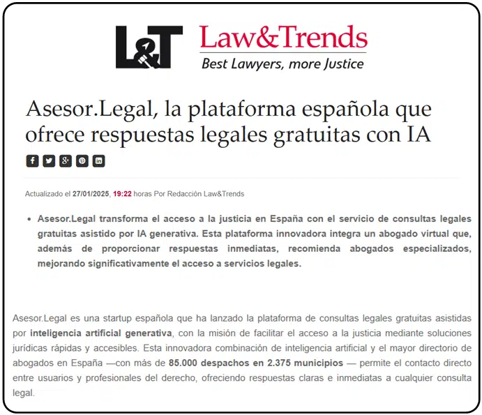 Abogados en Asesor.Legal | Asesoría legal para Directorio de Abogados y Respuestas legales gratuitas con IA Noticia Asesor.Legal en Law&Trends