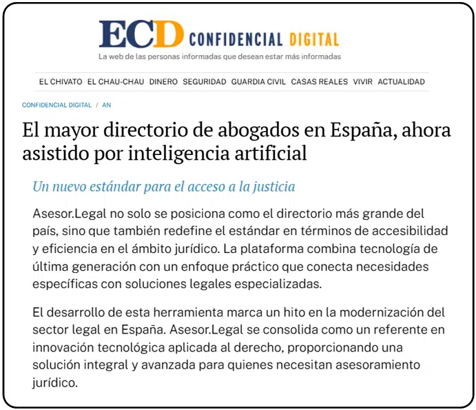 Abogados en Asesor.Legal | Asesoría legal para Directorio de Abogados y Respuestas legales gratuitas con IA Noticia Asesor Legal El confidencial digital
