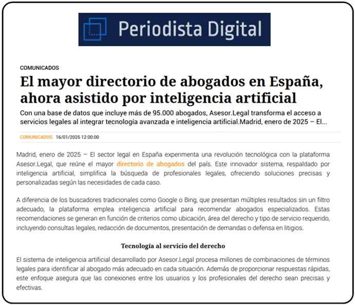 Noticia Asesor Legal Periodista digital