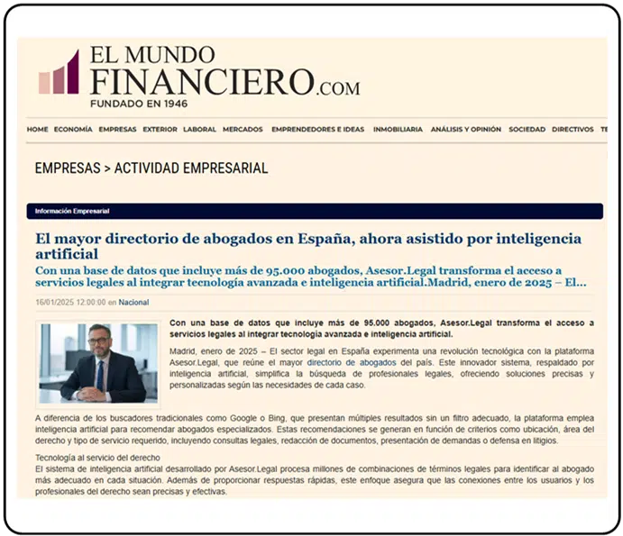Abogados en Asesor.Legal | Asesoría legal para Directorio de Abogados y Respuestas legales gratuitas con IA Noticia Asesor Legal El mundo financiero